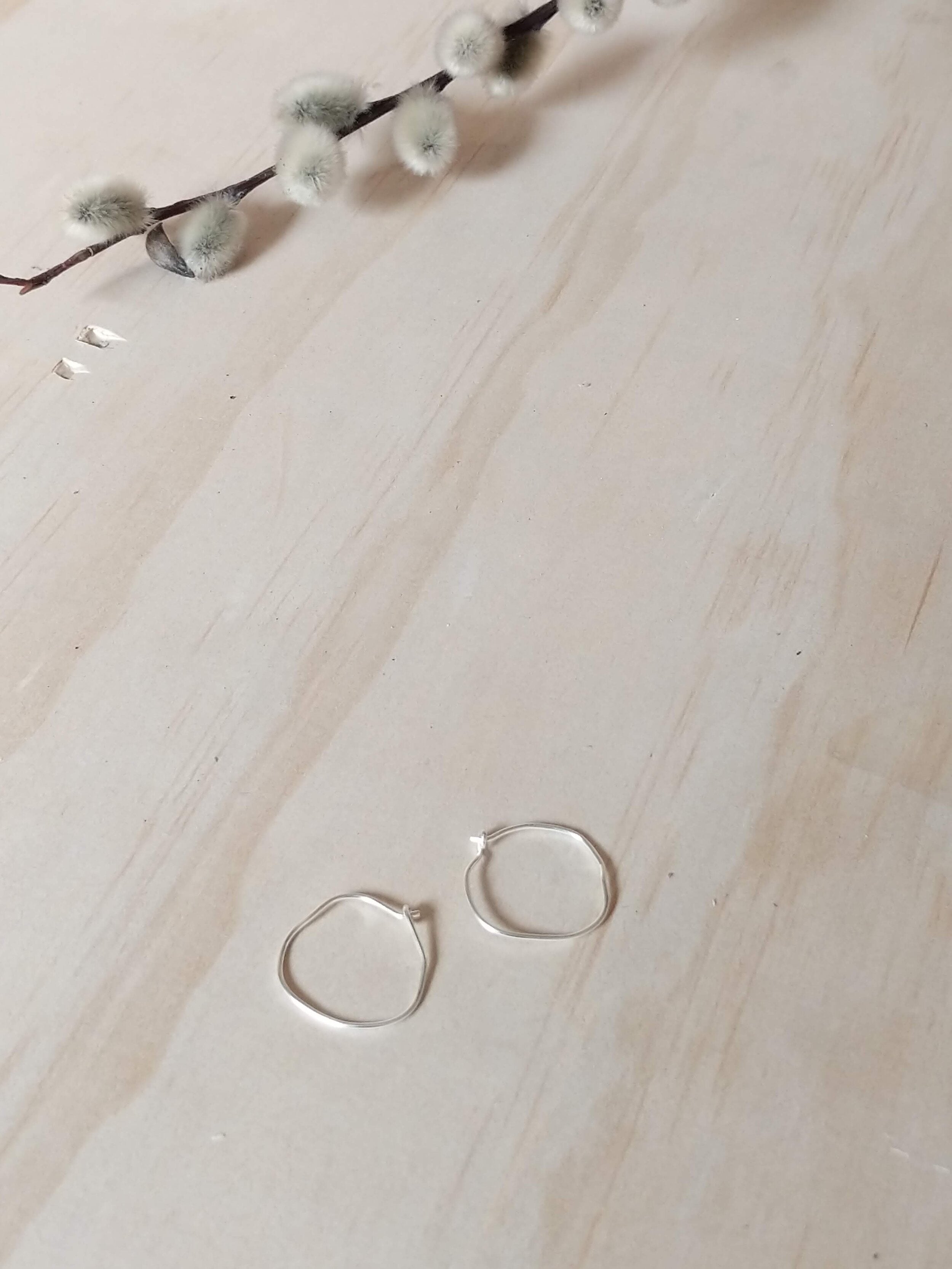 Silver Pebble Hoop Earrings (sm)